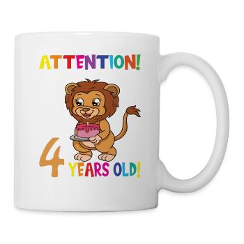 Anniversaire de lion j’ai maintenant 4 ans - Mug blanc - blanc - Droite