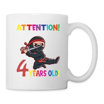 Anniversaire ninja boy J’ai maintenant 4 ans - Mug blanc - blanc - Droite