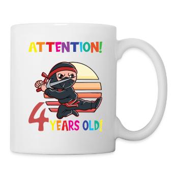 Anniversaire ninja boy J’ai maintenant 4 ans - Mug blanc - blanc - Droite