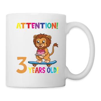 Lion Boy Attention I Am Now 3 Years Old - Mug - white - Right