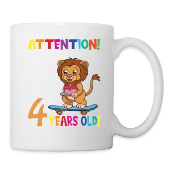 Anniversaire Lion J'ai maintenant 4 ans - Mug blanc - blanc - Droite