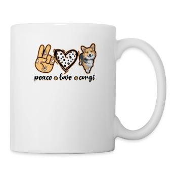 Peace Love Corgi - cute small dogs - Mug - white - Right