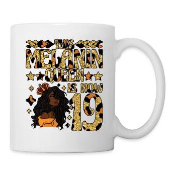Cette reine de mélanine a maintenant 19 ans de noir - Mug blanc - blanc - Droite