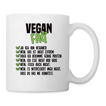 Vegan FAQ - Lustiger Veganer Spruch - Tasse - Weiß - Rechts