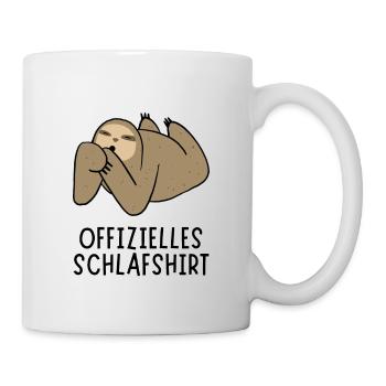 Offizielles Schlafshirt - Nachdenkliches Faultier - Tasse - Weiß - Rechts