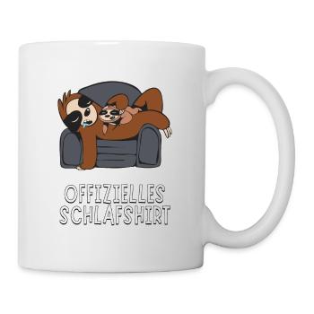 Offizielles Schlafshirt - Faultier Papa mit Kind - Tasse - Weiß - Rechts