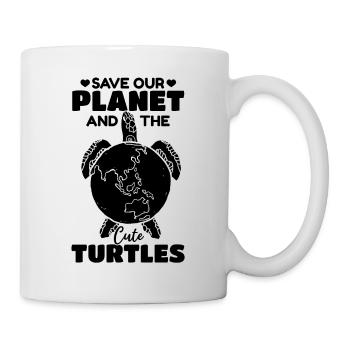 Mignon Turtle Earth Day Sauvez notre planète et - Mug blanc - blanc - Droite