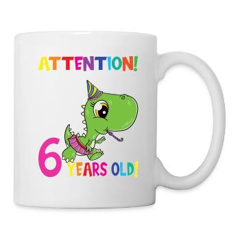 Anniversaire Dino Girl J'ai maintenant 6 ans - Mug blanc - blanc - Droite