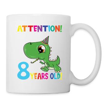 Dino Boy Anniversaire J’ai maintenant 8 ans - Mug blanc - blanc - Droite