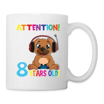 Gaming Dog Birthday I Am Now 8 Years Old - Mug - white - Right