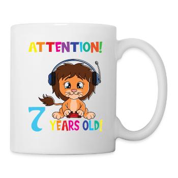 Dino Birthday I Am Now 7 Years Old - Mug - white - Right