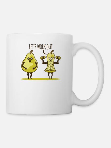 Birne Sport Motiv Motivation Abnehmen Muskeln - Tasse - Weiß