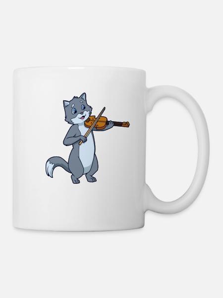 Comic Cat joue du violon - Mug blanc - blanc