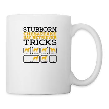 Stubborn Chesapeake Bay Retriever tricks sit down - Mug - white - Right