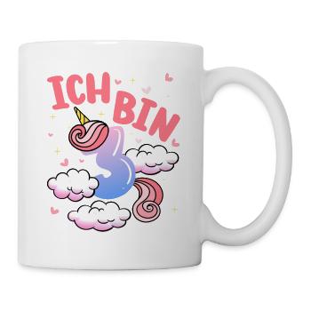 Ich Bin 3 Jahre Alt | Einhorn Thema | 3. - Tasse - Weiß - Rechts