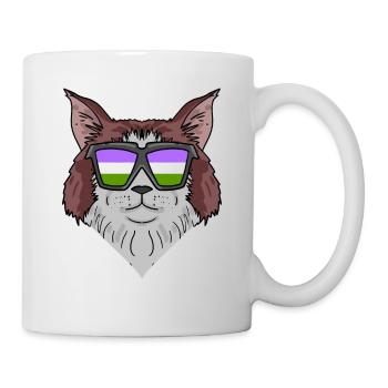 Genderqueer Lgbt Cat Maine Coon - Mug blanc - blanc - Droite