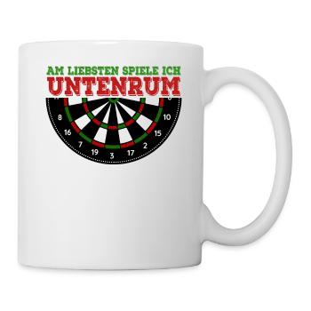 Am Liebsten Spiele Ich Untenrum Darts Dartspieler - Tasse - Weiß - Rechts