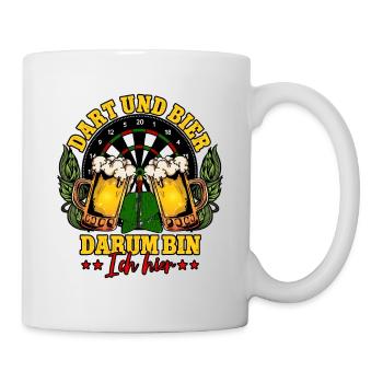 Dart Und Bier Darum Bin Ich Hier Darts Dartspieler - Tasse - Weiß - Rechts