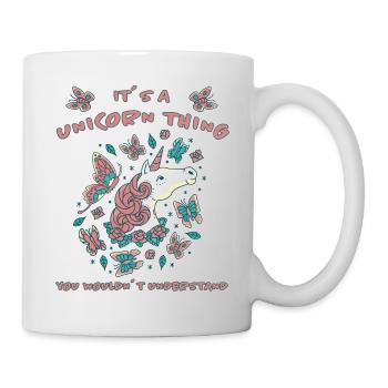 Licorne Disant Papillon Licorne Cadeau - Mug blanc - blanc - Droite