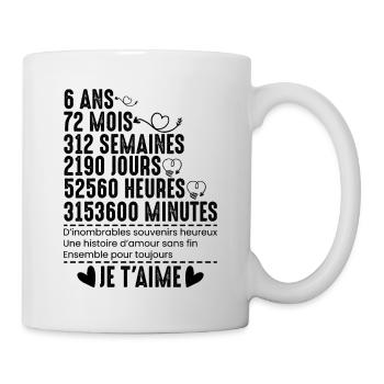 Cadeau Pour 6 Ans De Mariage - Mug blanc - blanc - Droite