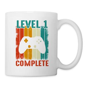 1. Hochzeitstag - Vintage Retro Level - Tasse - Weiß - Rechts