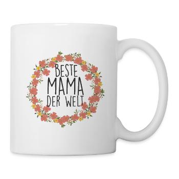 Beste Mama Der Welt Blumenkranz - Tasse - Weiß - Rechts