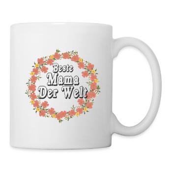 Beste Mama Der Welt Blumenkranz - Tasse - Weiß - Rechts