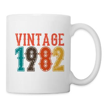 Geburtstag Papa Vintage 1982 - Tasse - Weiß - Rechts