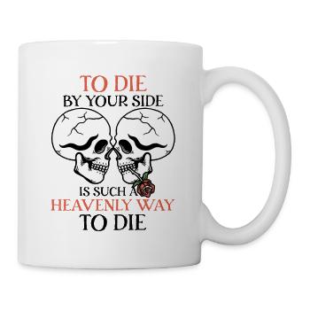 Romantic Gothic Skull Bones Skeleton Roses Death - Tasse - Weiß - Rechts