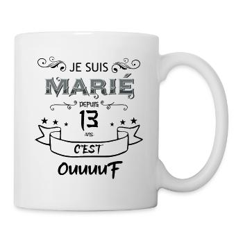 Marié depuis 13 ans rien ne m'effraie - Mug blanc - blanc - Droite
