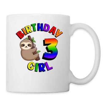 Geburtstag 3 Mädchen Niedliches Baby Faultier - Tasse - Weiß - Rechts