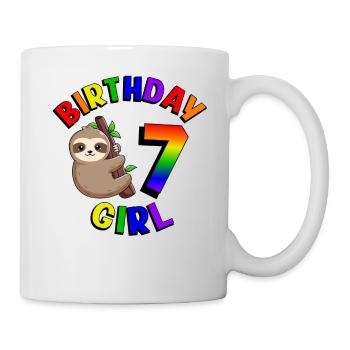 Geburtstag 7 Mädchen Niedliches Baby Faultier - Tasse - Weiß - Rechts