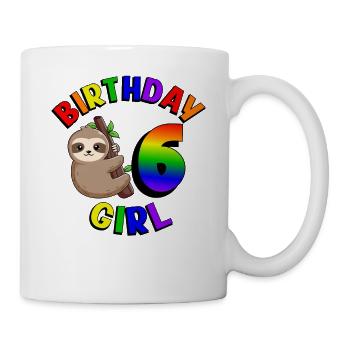 Geburtstag 6 Mädchen Niedliches Baby Faultier - Tasse - Weiß - Rechts