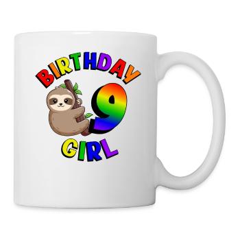 Geburtstag 9 Mädchen Niedliches Baby Faultier - Tasse - Weiß - Rechts
