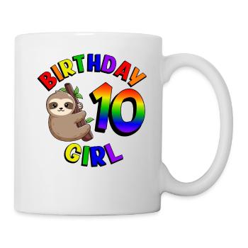 Geburtstag 10 Mädchen Niedliches Baby Faultier - Tasse - Weiß - Rechts