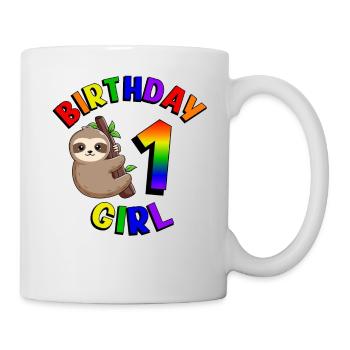 Anniversaire 1 Fille Mignon Bébé Paresseux - Mug blanc - blanc - Droite