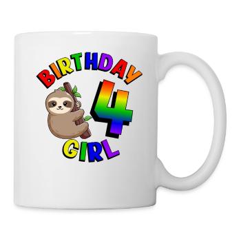 Geburtstag 4 Mädchen Niedliches Baby Faultier - Tasse - Weiß - Rechts