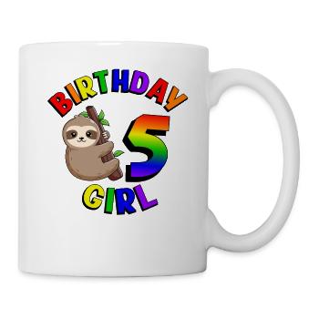 Geburtstag 5 Mädchen Niedliches Baby Faultier - Tasse - Weiß - Rechts