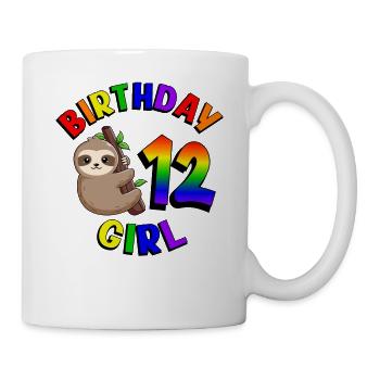 Birthday 12 Girls Cute Baby Sloth - Mug - white - Right
