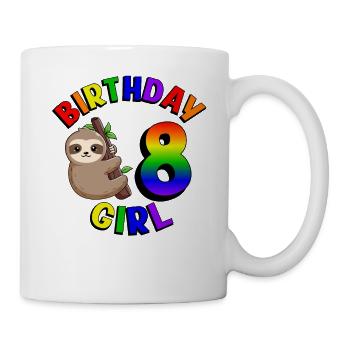 Geburtstag 8 Mädchen Niedliches Baby Faultier - Tasse - Weiß - Rechts
