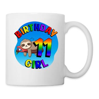 Geburtstag 11 Mädchen Süßes Baby Faultier - Tasse - Weiß - Rechts