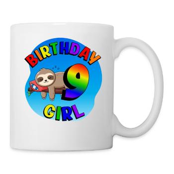 Geburtstag 9 Mädchen Süßes Baby Faultier - Tasse - Weiß - Rechts