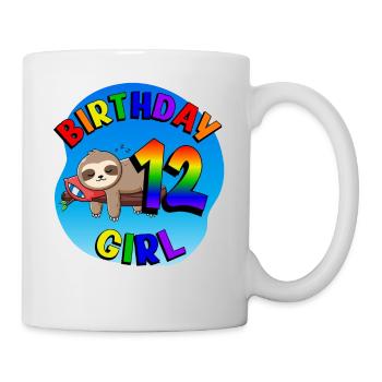 Birthday 12 Girls Cute Baby Sloth - Mug - white - Right