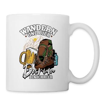 Wanderer Wander Wandern und Bier darum bin ich - Tasse - Weiß - Rechts