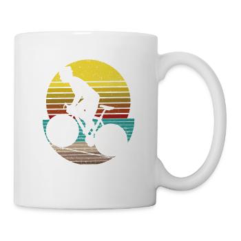 Radfahren Fahrradfahren Retro Sonnenuntergang 70er - Tasse - Weiß - Rechts