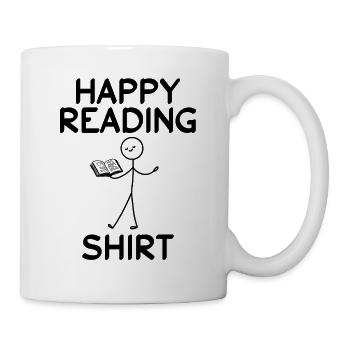 Happy Reading Shirt Stick Figure Book Lover - Tasse - Weiß - Rechts