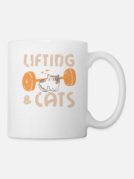 Lifting & Cats Funny Cat Lovers Gym Funny Weightli - Tasse - Weiß