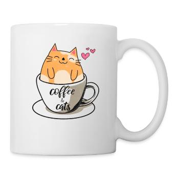 Coffee & Cats Funny Cat Lovers Cute Cat Coffee Lov - Mug - white - Right