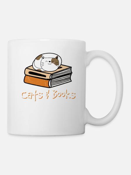Cats & Books Cat Lover Bookworm Cat Mom Book Reade - Tasse - Weiß