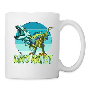 Dino Artist Dinosaurier Kunst Tyrannosaurus - Tasse - Weiß - Rechts